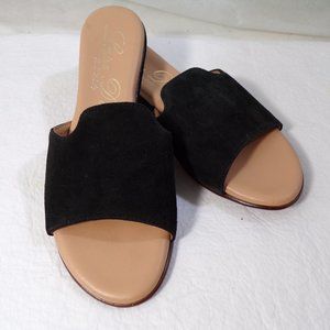 Luisa D'Orio black suede sandals, women's size 9, Slip on.